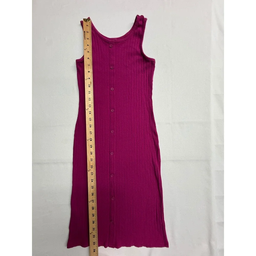 Art Class Girls Rib Knit Tank Dress Pink Button Front Sleeveless Size L 10/12